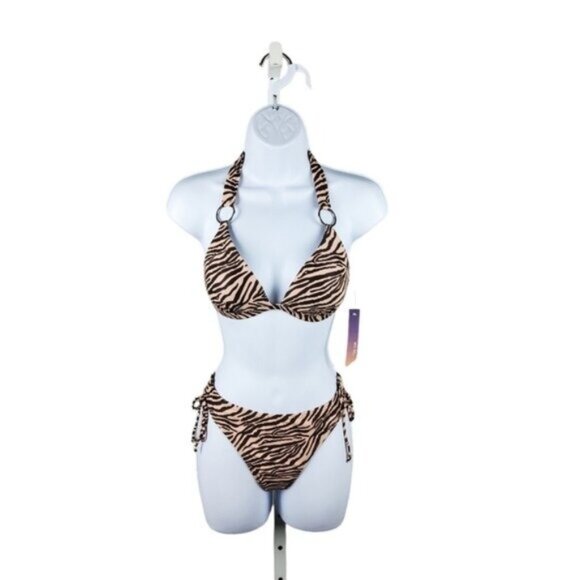 Molybell Tiger Print Bikini Two Piece Swimsuit Tan and Black Small and Large - Picture 1 of 7
